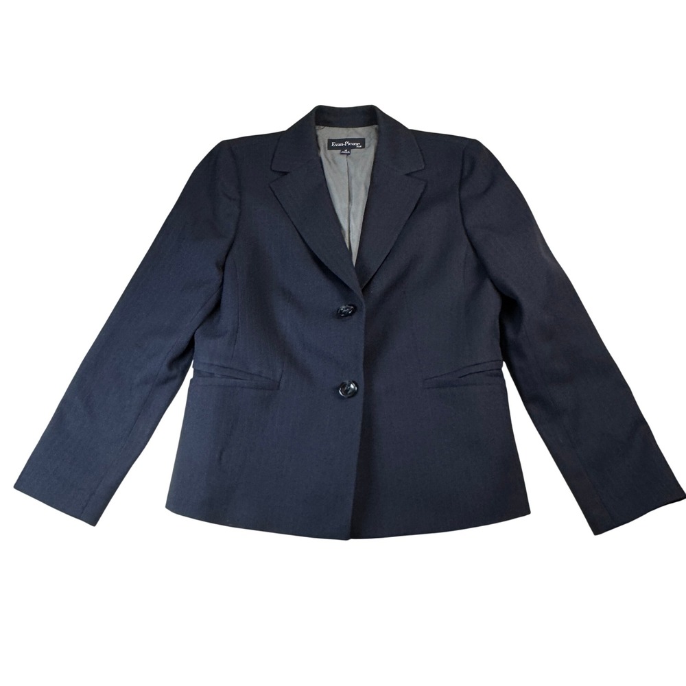 Evan Picone Suit Blazer Blue Pinstripe Career Business Work Womens Jacket 12‎